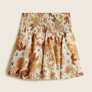 J. Crew Linen smocked mini skirt in zinnia floral